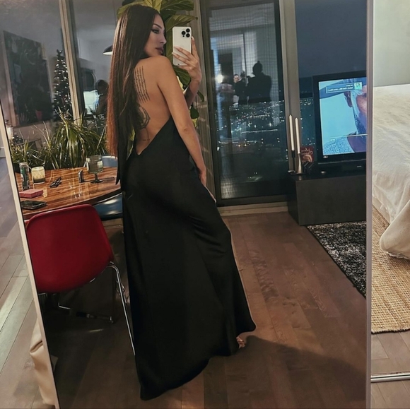 ZARA SATIN EFFECT HALTER DRESS - Picture 10 of 14